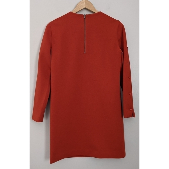 🆕 Tibi Paprika Button Sleeve Crepe Shift Dress Size 0 - Picture 5 of 13